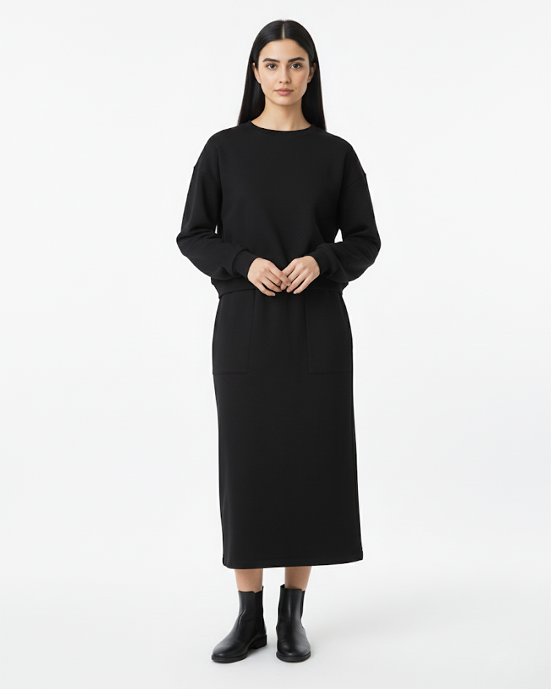 ست بلوز و دامن دورس توکرکی 4049 - مشکی