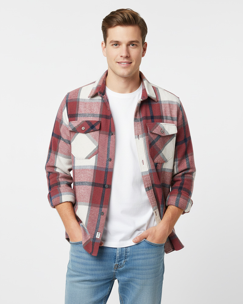 پیراهن پشمی مردانه 4517 - زرشکی