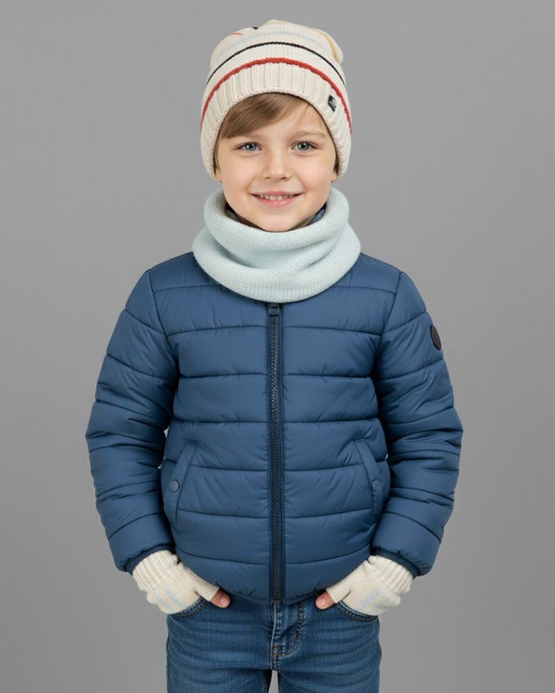 ست شال و کلاه و دستکش بچگانه 65024 - سبز زمردی