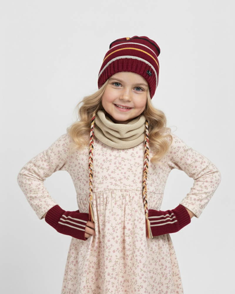 ست شال و کلاه و دستکش بچگانه 65024 - شیرى