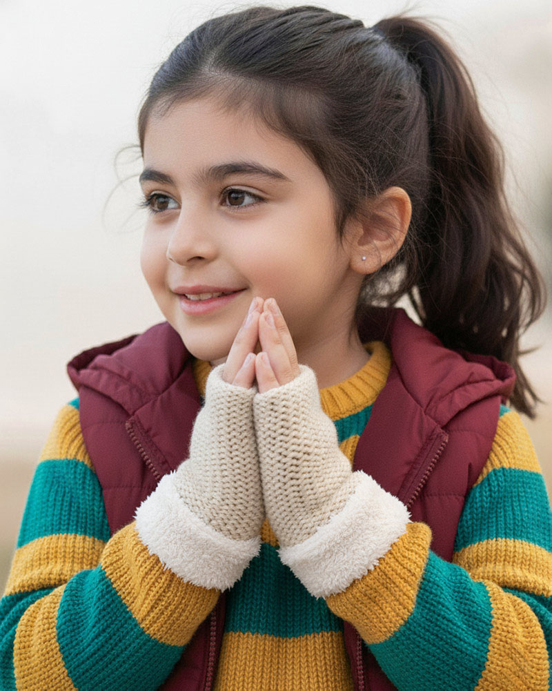 دستکش توکرکی بچگانه 36017 - کرمی سیر