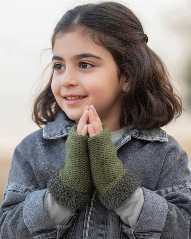 دستکش توکرکی بچگانه 36017 - زیتونی سیر