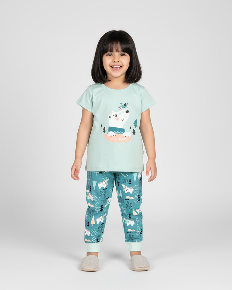 ست راحتی طرح خرس بچگانه 1682 - سبز زمردی