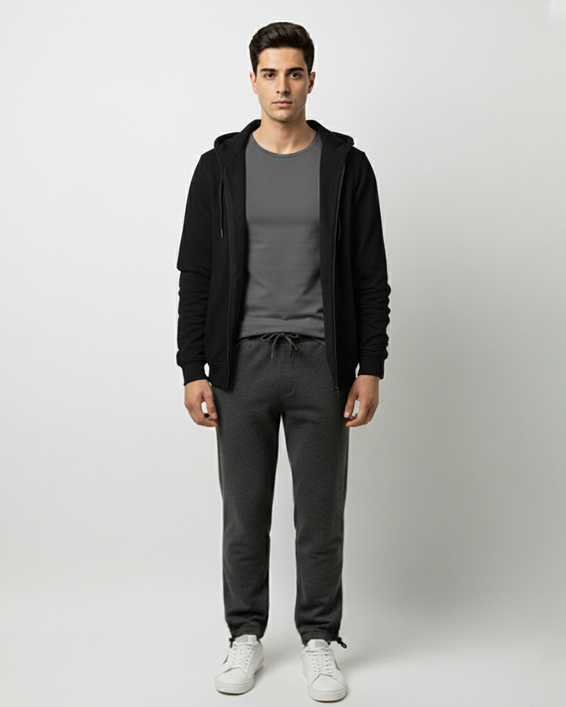 شلوار اسلش بیسیک مردانه سایز بزرگ 4002 - مشکی ملانژ