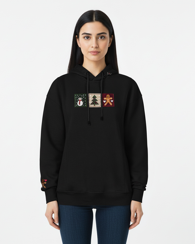 هودی فانتزی طرح کریسمس زنانه 4080 - مشکی