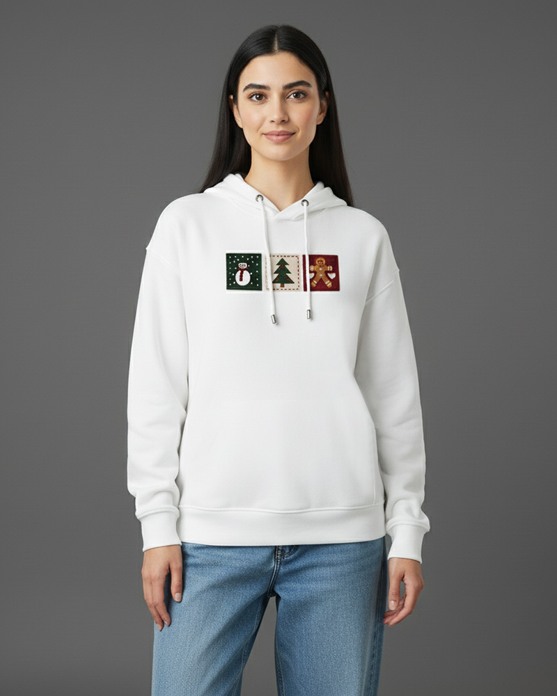 هودی فانتزی طرح کریسمس زنانه 4080 - سفید