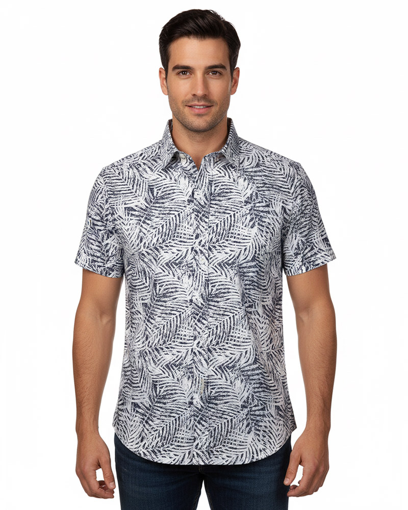 پیراهن هاوایی مردانه 4022 - سرمه‌ای
