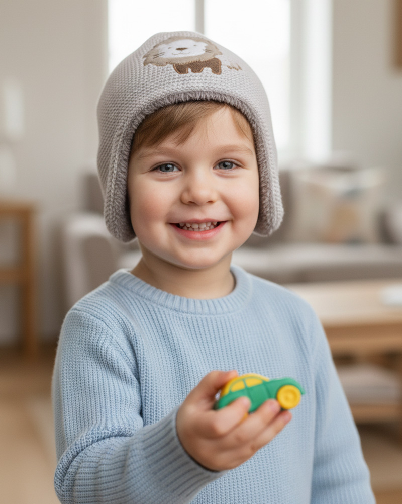 کلاه بافت بچگانه 84004 - طوسی