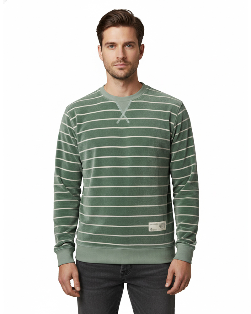 بلوز راه راه مخمل مردانه 031523 - زیتونى