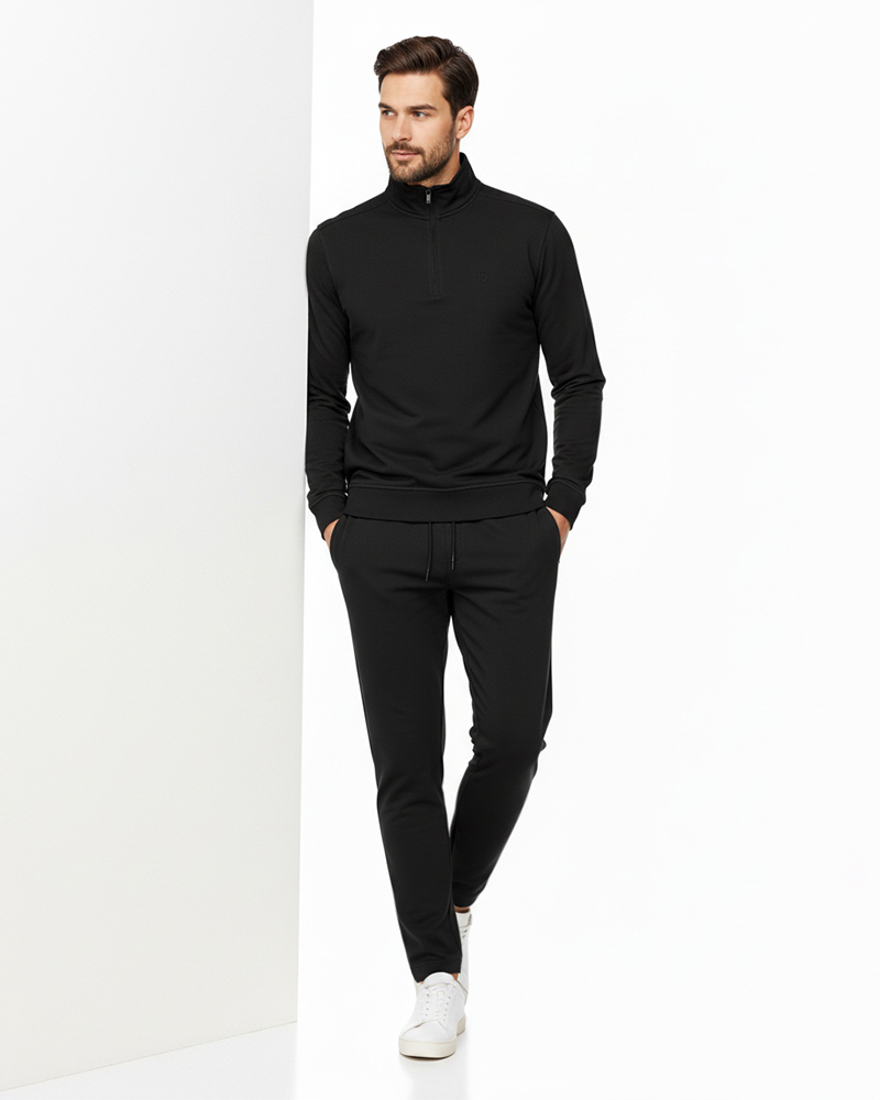 ست بلوز و شلوار دورس نخی مردانه 4133 - مشکی