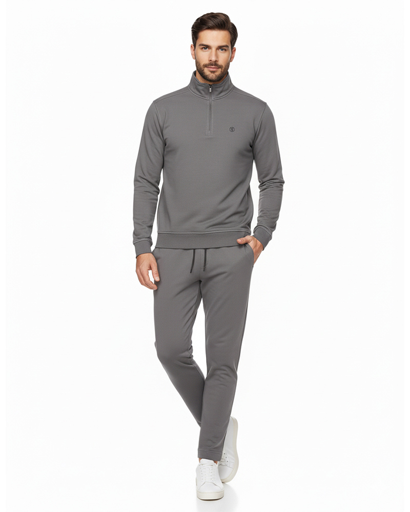 ست بلوز و شلوار دورس نخی مردانه 4133 - خاکستری