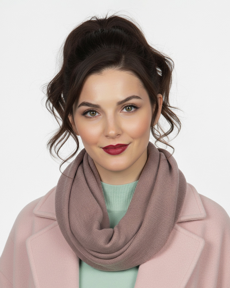 شال گردن بافت رینگی 25060 - کالباسی تیره