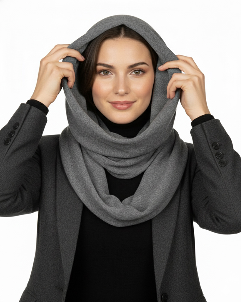 شال گردن بافت رینگی 25060 - خاکستری