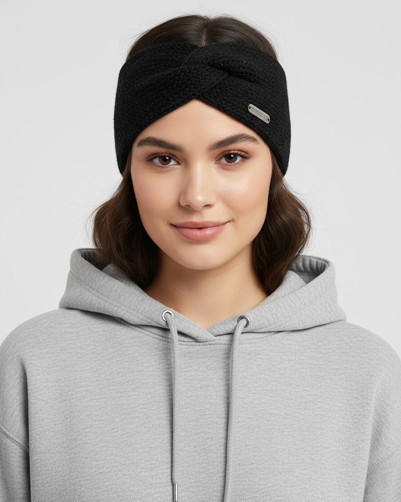 هدبند بافت شاینی پروانه ای طیف تیره 34036 - مشکی