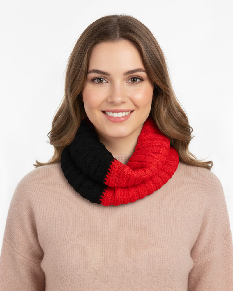 شال رینگی دو رنگ 23019 - قرمز