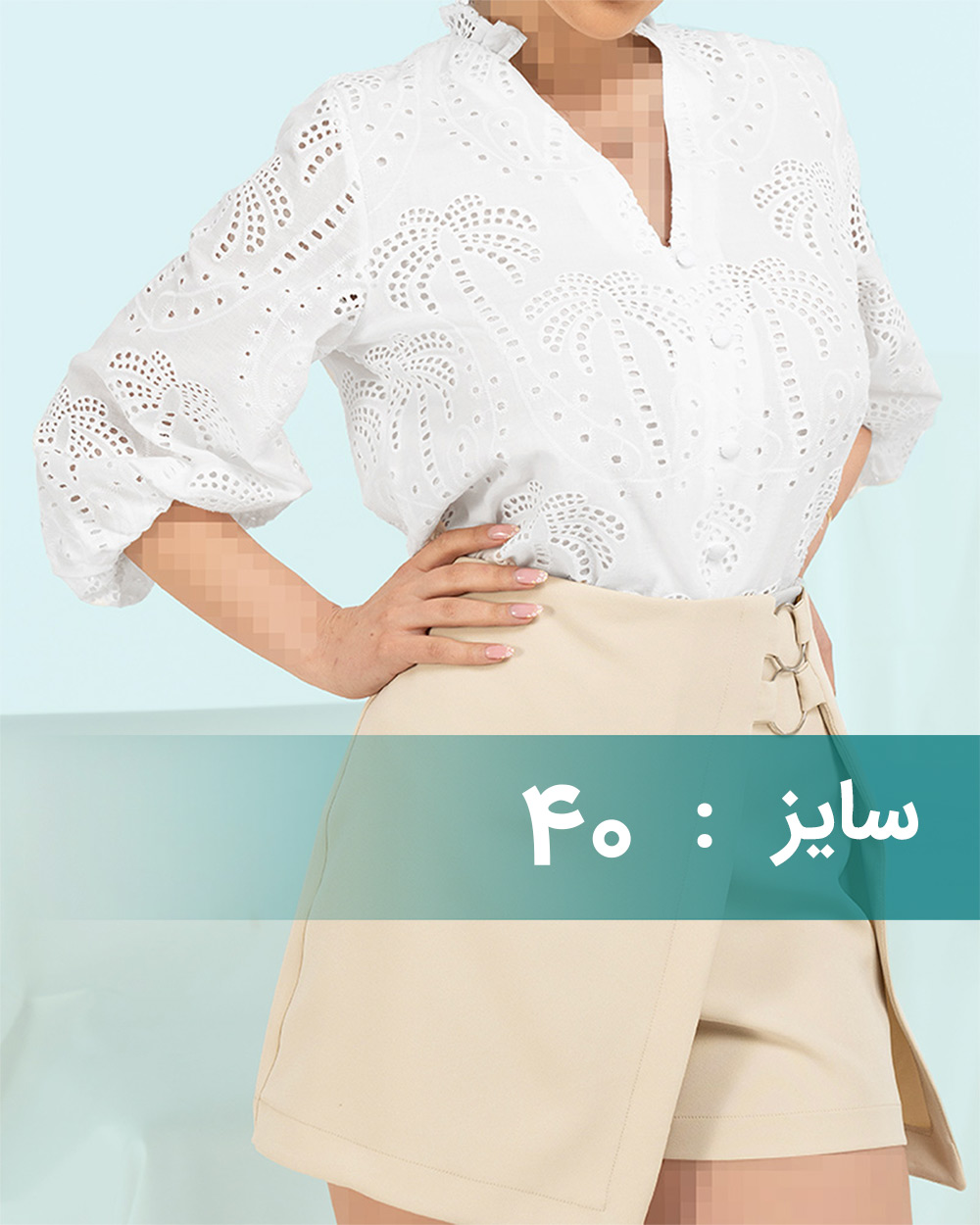 شومیز خامه دوزی شده زنانه 304453 - سفید