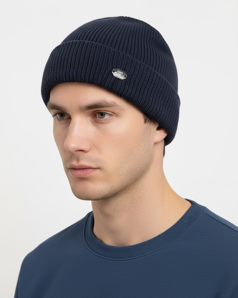 کلاه بافت ساده یونیسکس 30031 - سرمه‌ای تیره