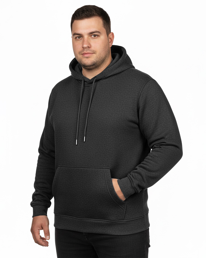 هودی دورس توکرکی سایز بزرگ 4008 - مشکی ملانژ