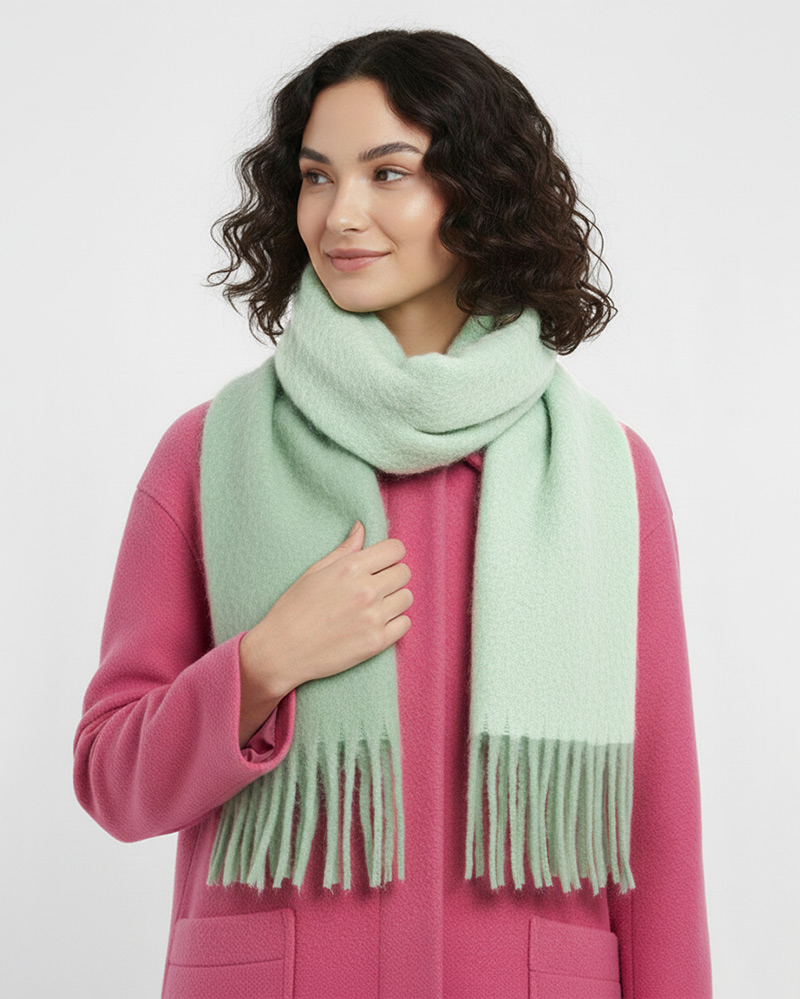 بیگ اسکارف موهر دو رنگ زنانه 5848 - سبز زمردی