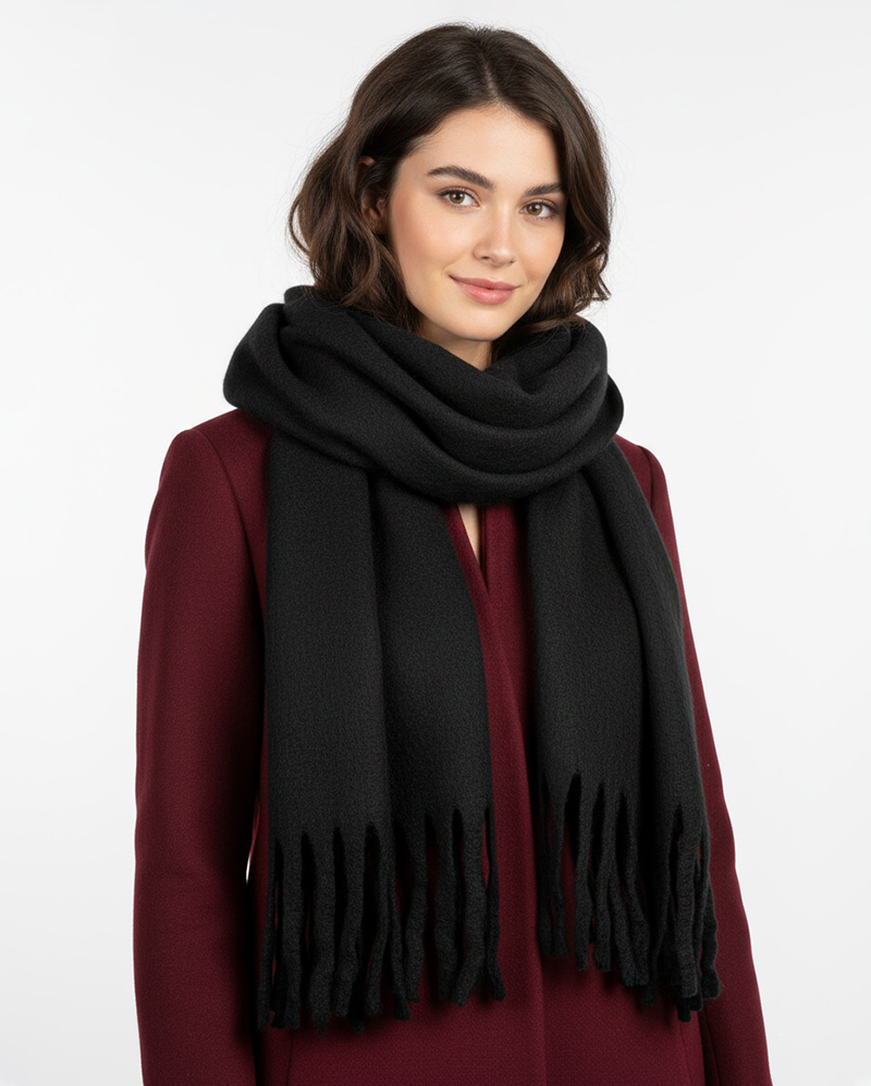 شال موهر ساده زنانه 5849 - مشکی