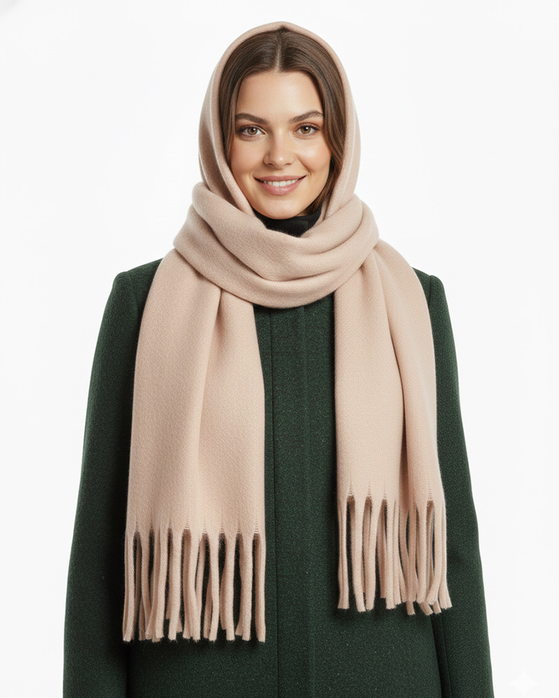 شال موهر ساده زنانه 5849 - کرمى