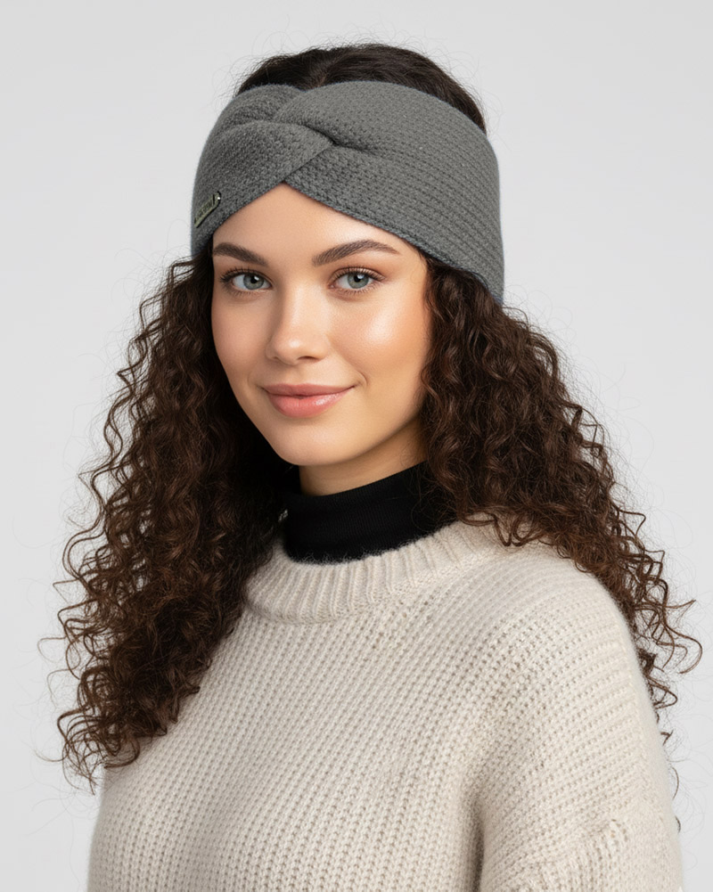 هدبند بافت شاینی پروانه ای طیف تیره 34036 - خاکستری