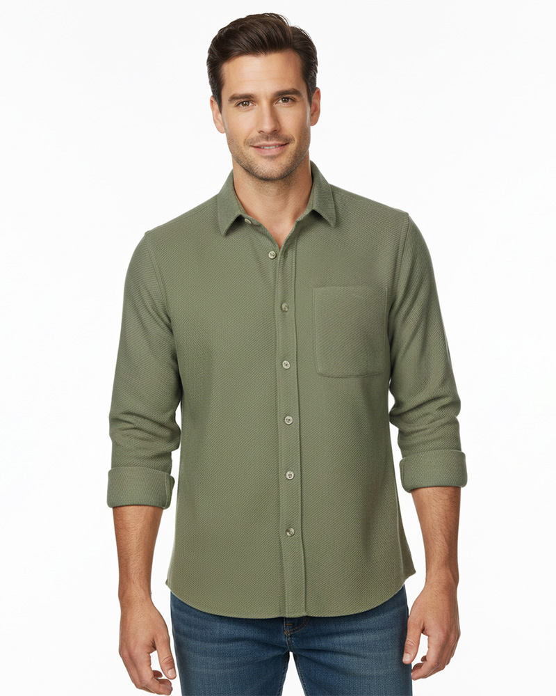 پیراهن آستین بلند جودون مردانه 4544 - زیتونى