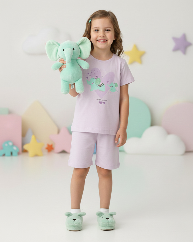 ست راحتی طرح فیل بچگانه 1675 - یاسی روشن