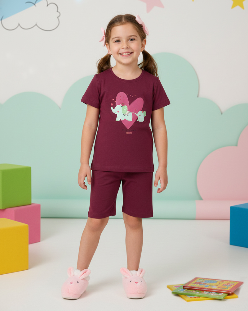 ست راحتی طرح فیل بچگانه 1675 - بنفش