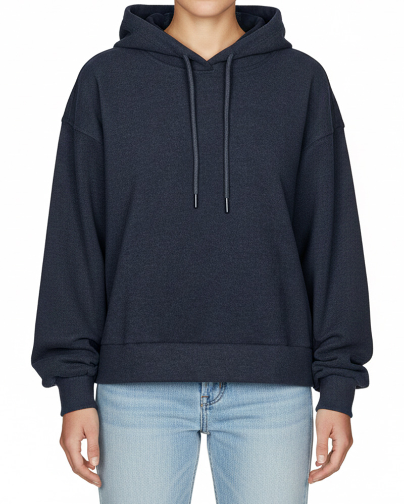 هودی کلاه دار ساده زنانه 3352 - سرمه‌ای تیره