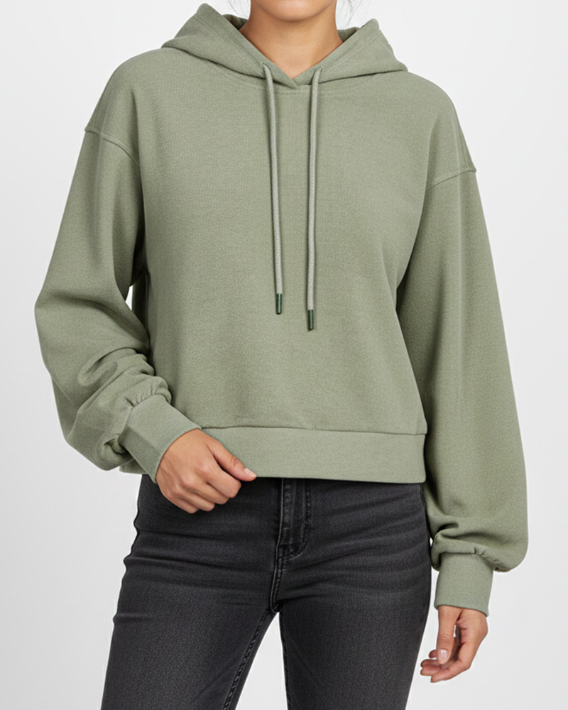 هودی کلاه دار ساده زنانه 3352 - زیتونى