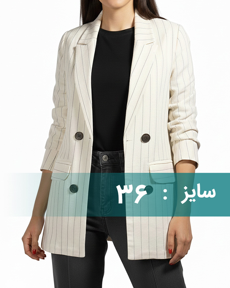 مانتو زنانه کتی راه راه 2125 - کرم مشکی
