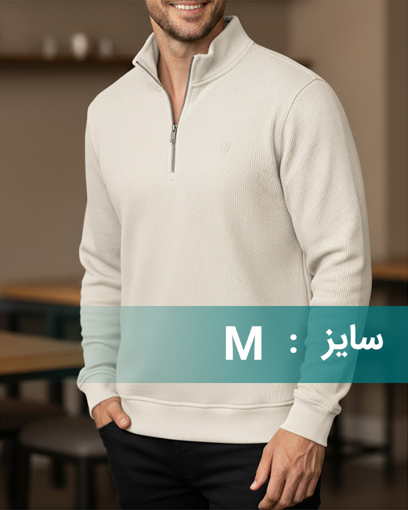 بلوز نیم زیپ کبریتی مردانه 4149 - کرمى